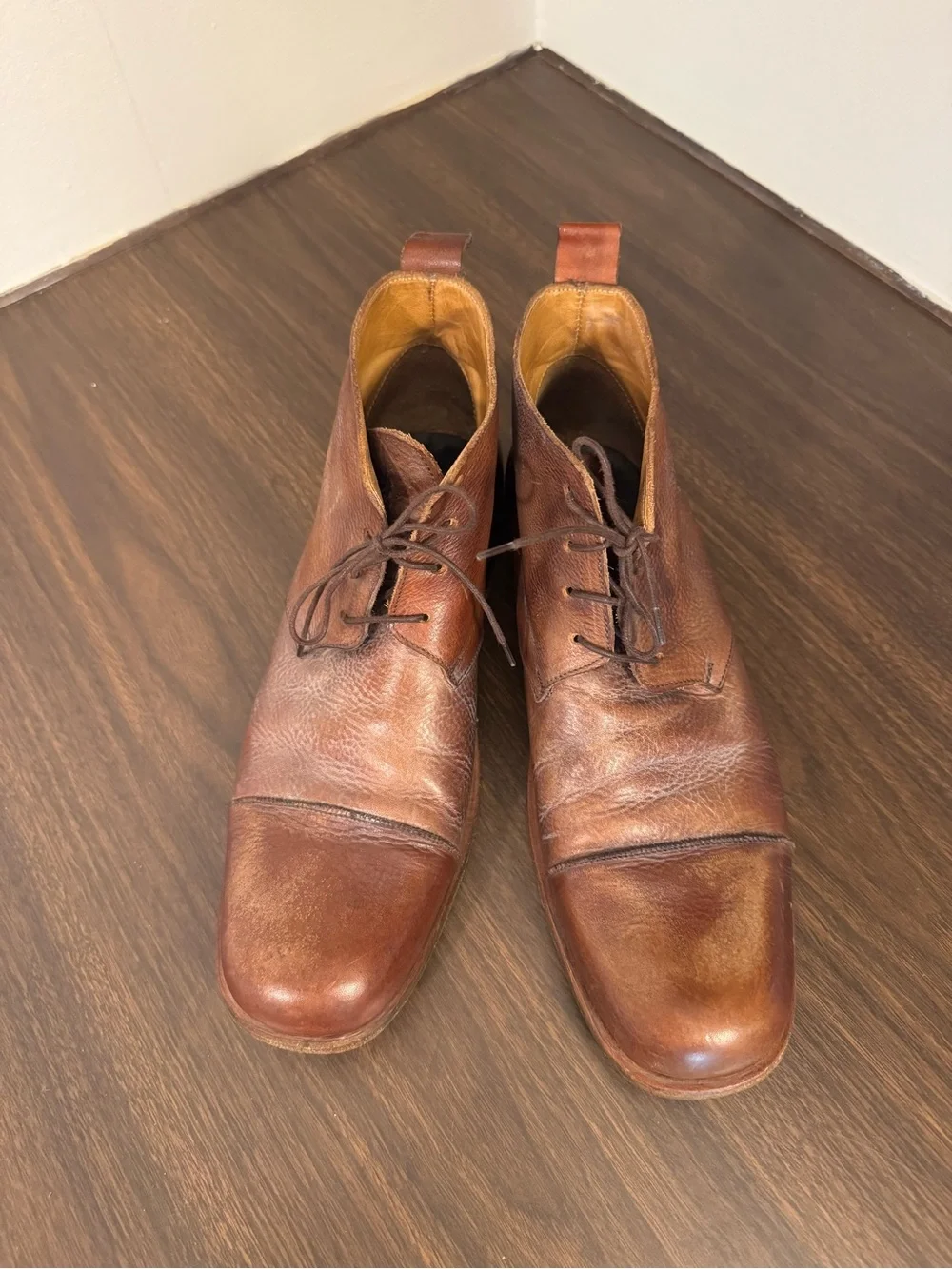 MOMA Men’s Handmade Italian Leather Cap Toe Chukka Boots Brown EU 43 US 10 Italy